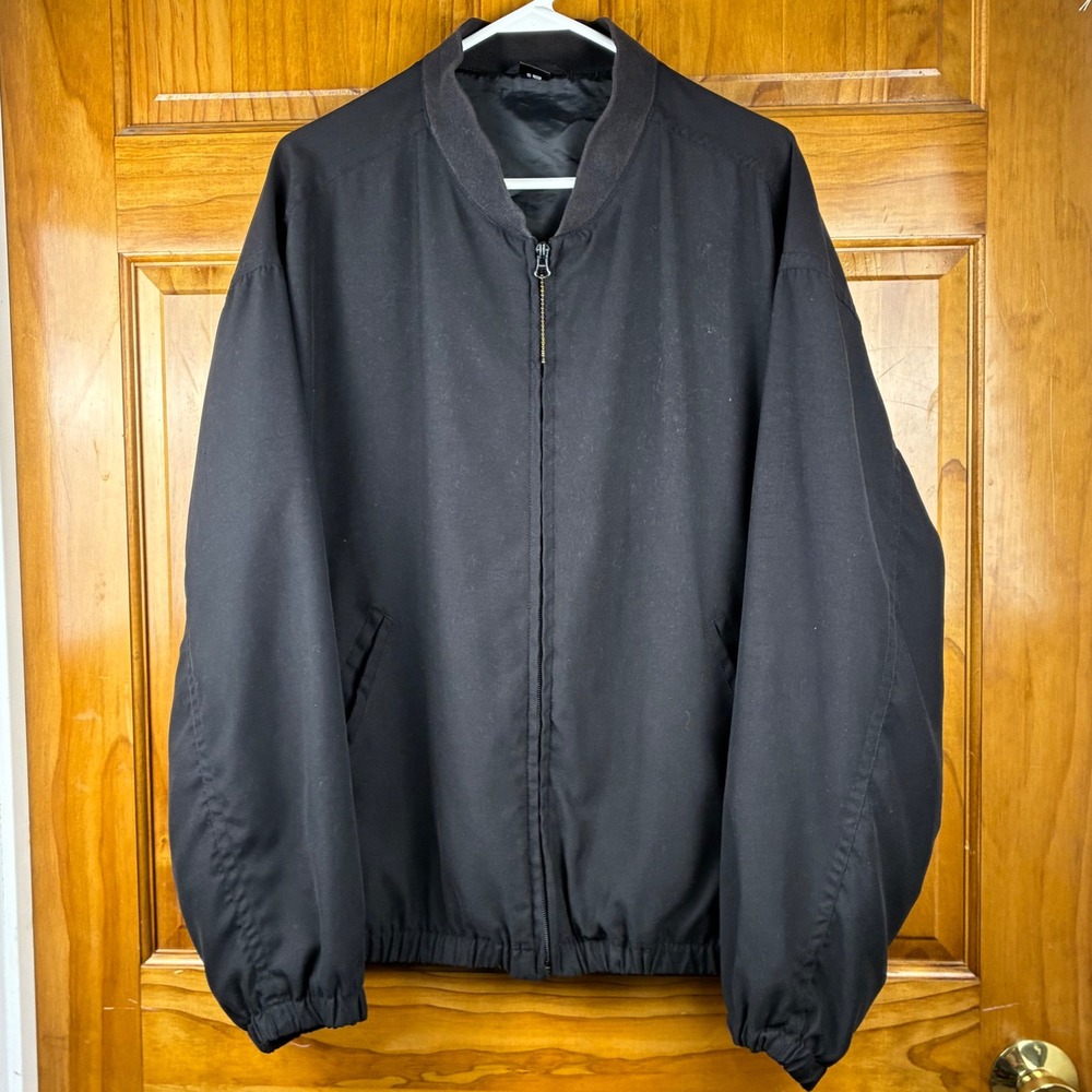 Claiborne Mens L Water Repellant Bomber Jacket Black‎ Full Zip Vtg 90s Classic